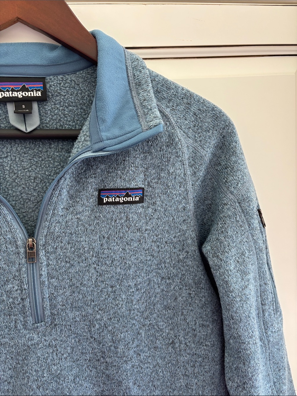 Patagonia Better Sweater 1/4 Zip Rare Heather Blue Pullover Layer Warmth Women S - Picture 3 of 12